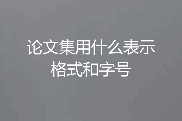 论文集用什么表示格式和字号