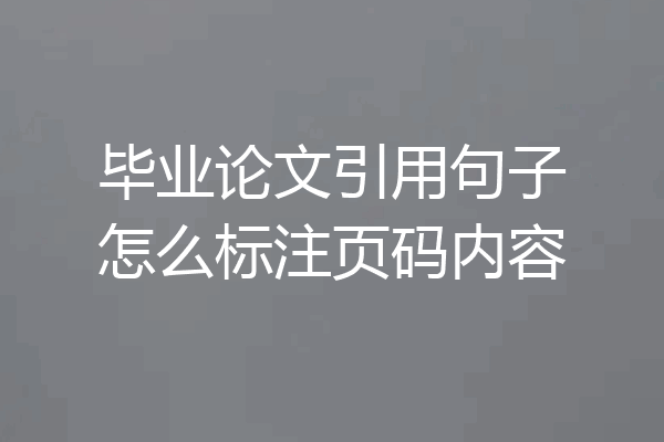 毕业论文引用句子怎么标注页码内容