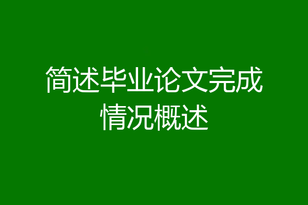 简述毕业论文完成情况概述