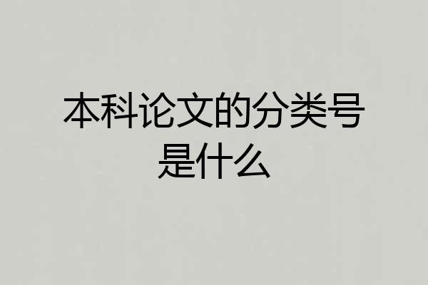 本科论文的分类号是什么