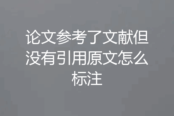 论文参考了文献但没有引用原文怎么标注
