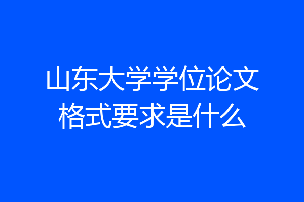 山东大学学位论文格式要求是什么