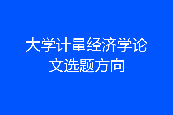 大学计量经济学论文选题方向