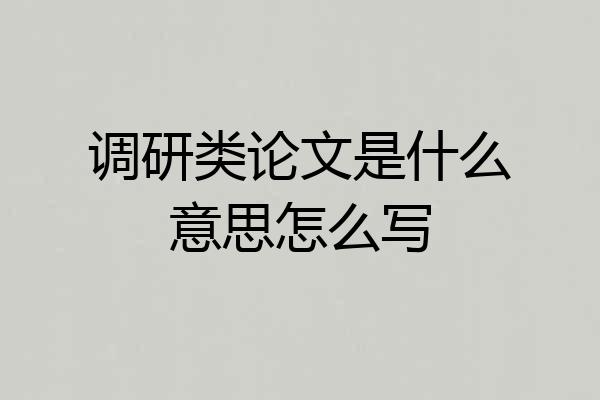 调研类论文是什么意思怎么写