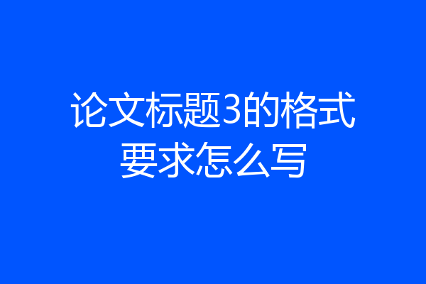 论文标题3的格式要求怎么写