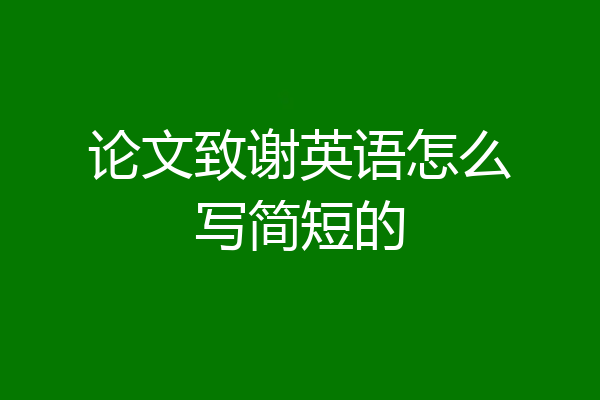论文致谢英语怎么写简短的