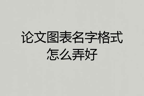 论文图表名字格式怎么弄好