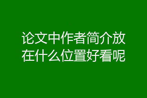 论文中作者简介放在什么位置好看呢