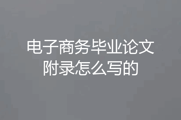 电子商务毕业论文附录怎么写的