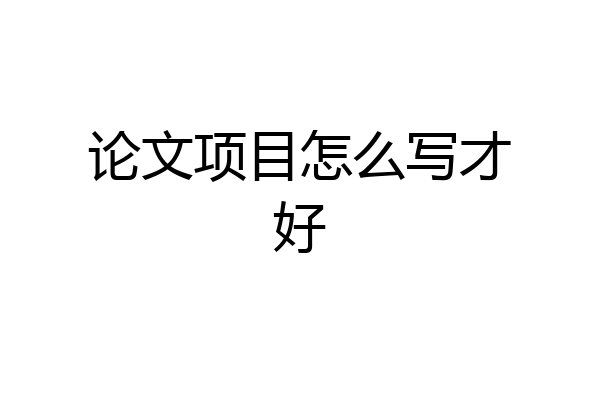 论文项目怎么写才好