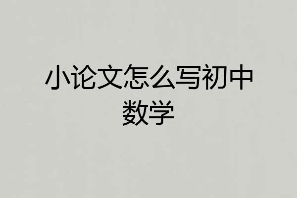 小论文怎么写初中数学