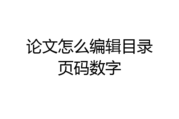 论文怎么编辑目录页码数字