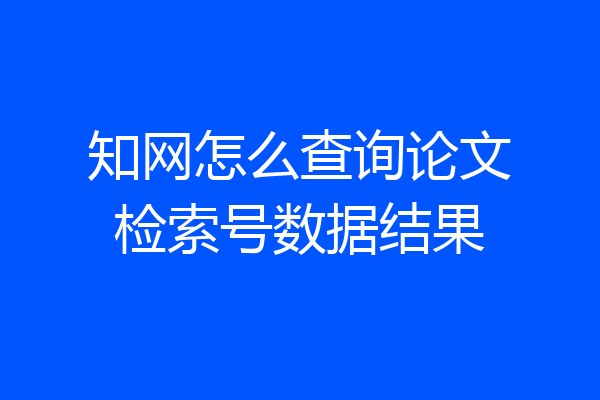 知网怎么查询论文检索号数据结果