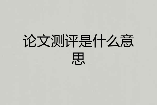 论文测评是什么意思