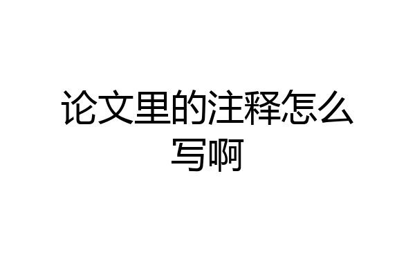 论文里的注释怎么写啊