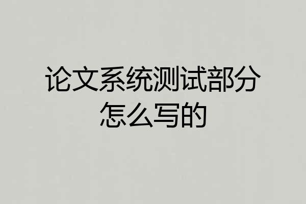 论文系统测试部分怎么写的