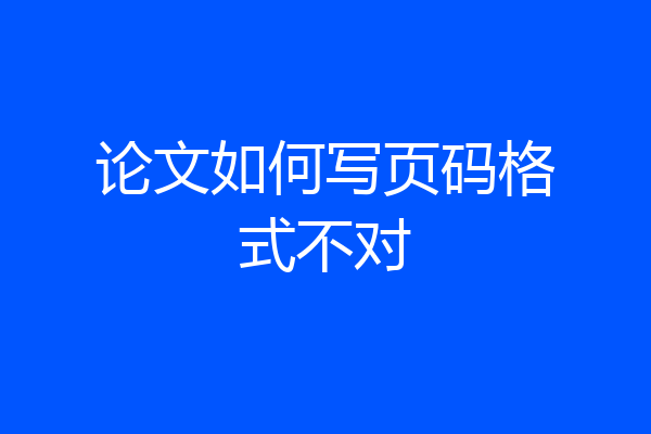 论文如何写页码格式不对