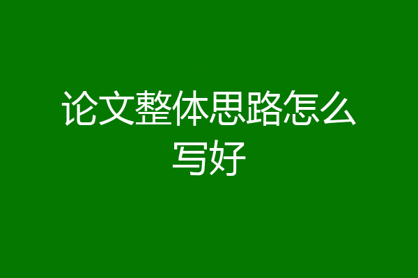 论文整体思路怎么写好