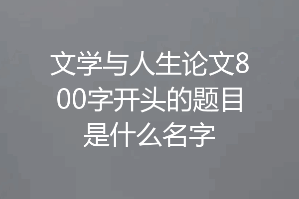 文学与人生论文800字开头的题目是什么名字