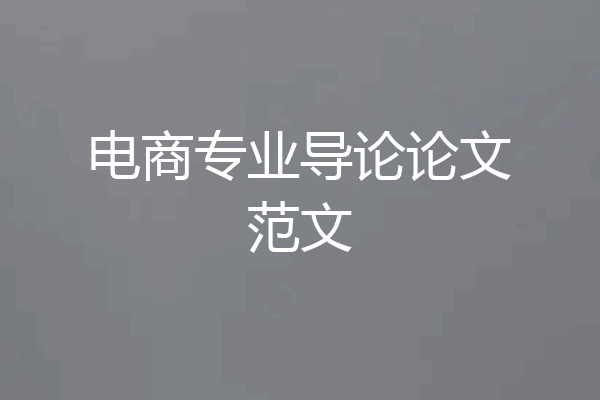 电商专业导论论文范文