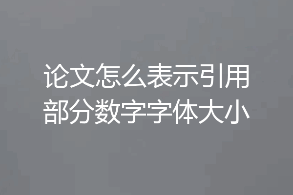 论文怎么表示引用部分数字字体大小