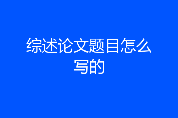 综述论文题目怎么写的