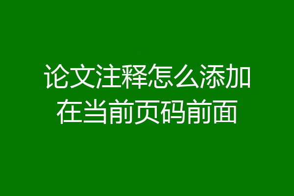 论文注释怎么添加在当前页码前面