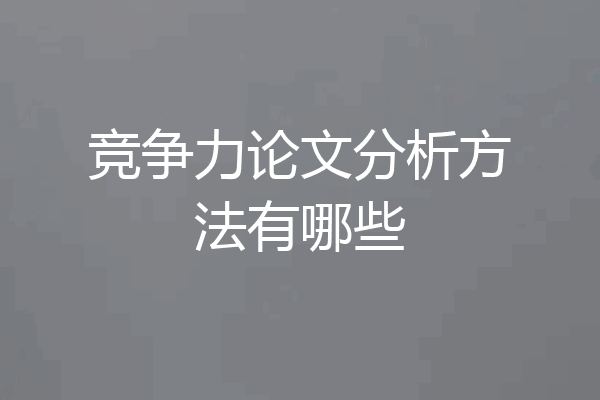 竞争力论文分析方法有哪些
