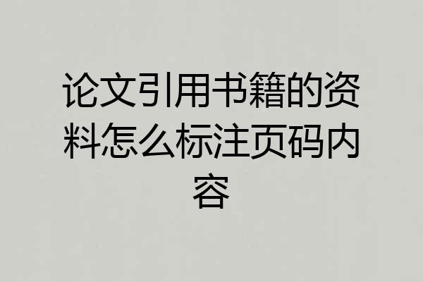 论文引用书籍的资料怎么标注页码内容