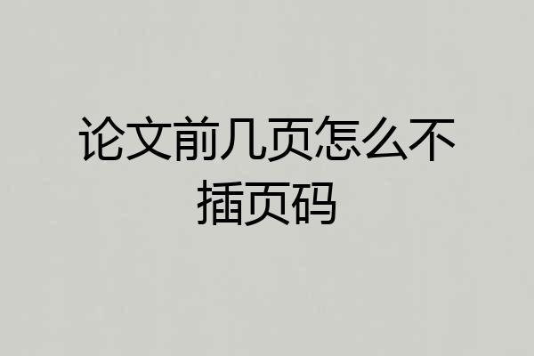 论文前几页怎么不插页码