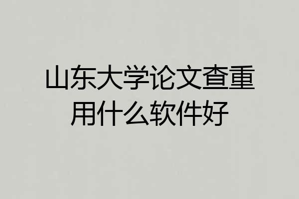 山东大学论文查重用什么软件好