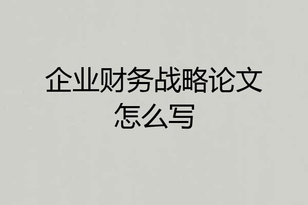 企业财务战略论文怎么写