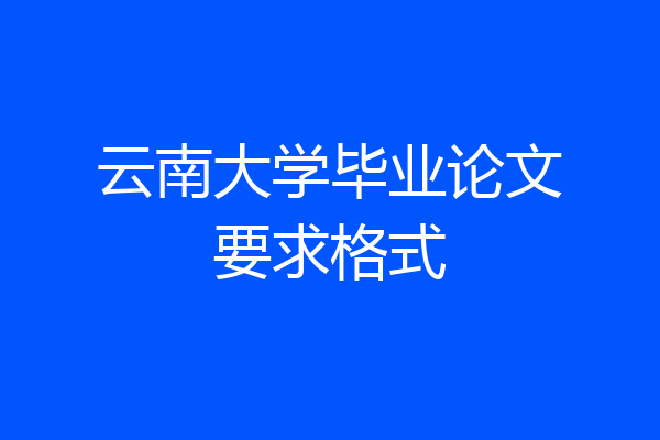 云南大学毕业论文要求格式