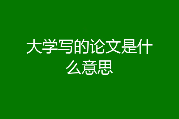 大学写的论文是什么意思