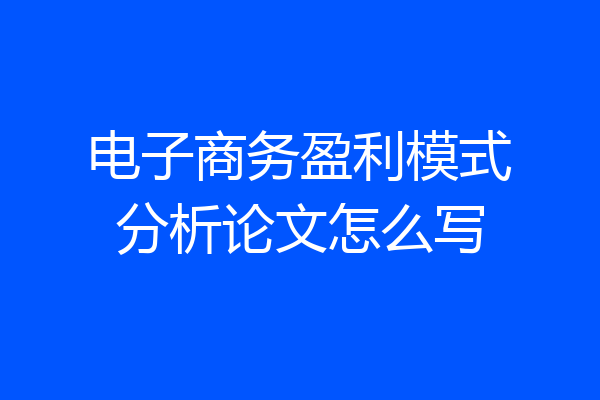 电子商务盈利模式分析论文怎么写