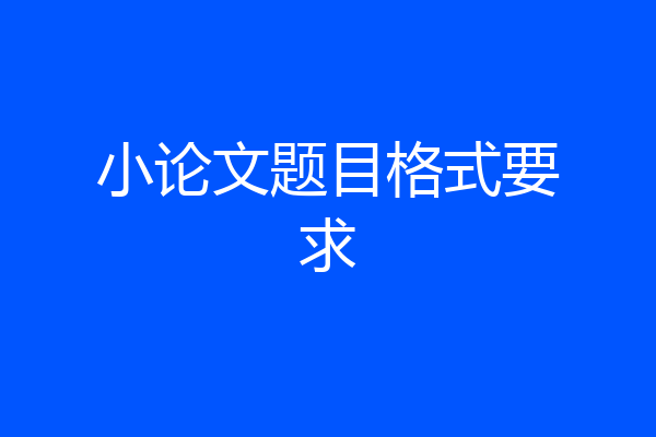小论文题目格式要求