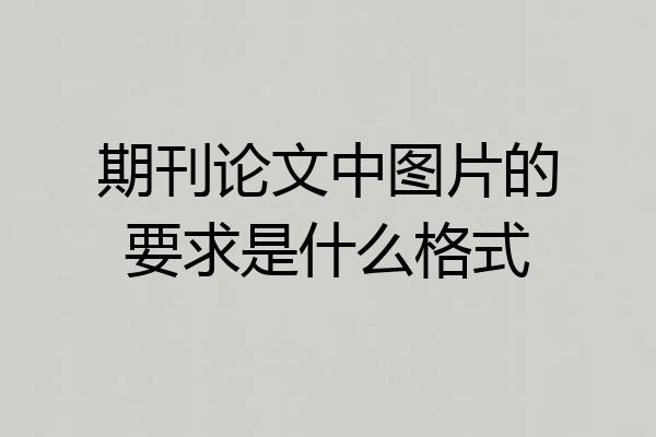 期刊论文中图片的要求是什么格式