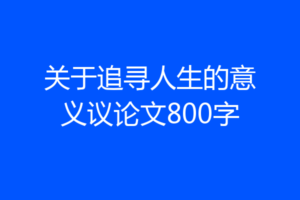 关于追寻人生的意义议论文800字