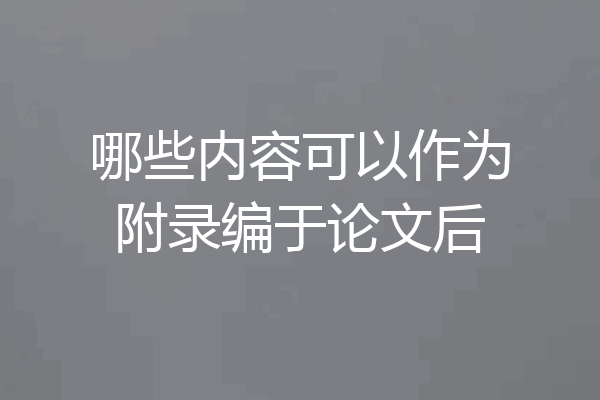哪些内容可以作为附录编于论文后