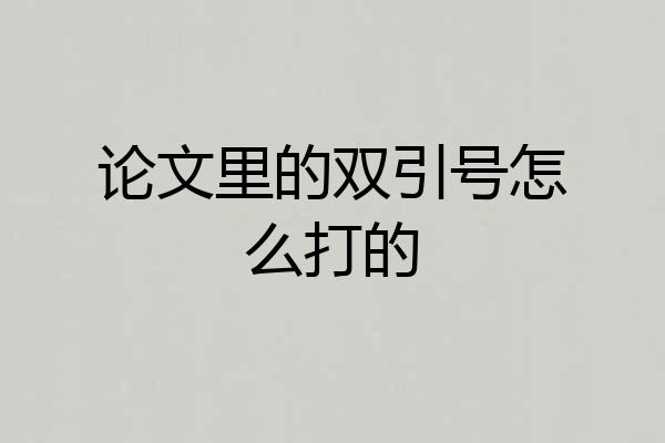 论文里的双引号怎么打的