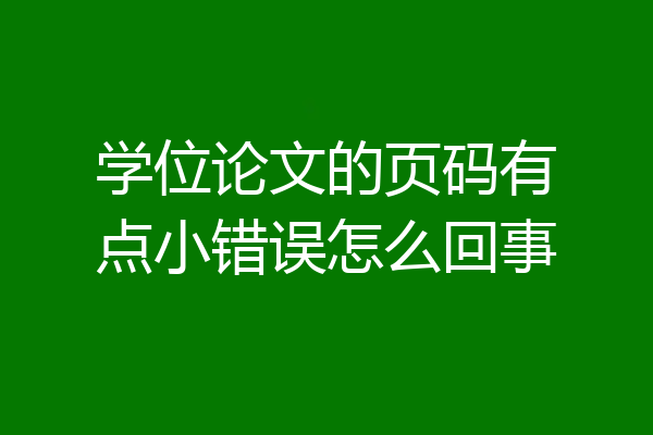 学位论文的页码有点小错误怎么回事