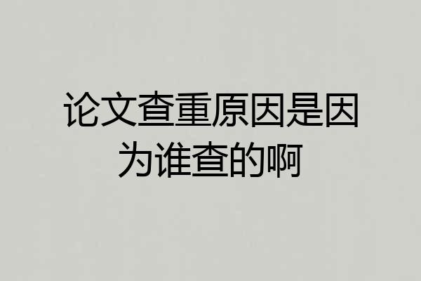 论文查重原因是因为谁查的啊