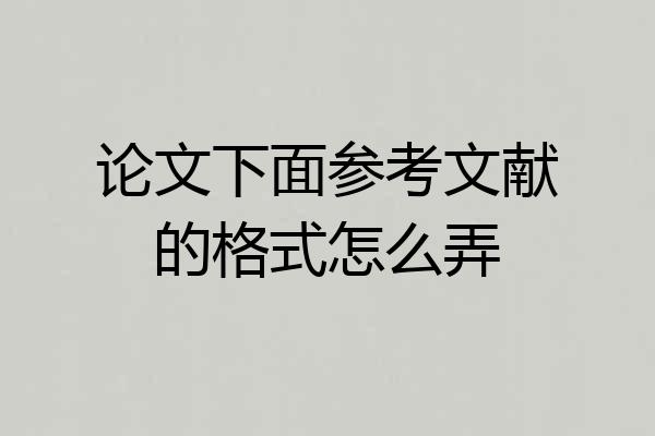 论文下面参考文献的格式怎么弄