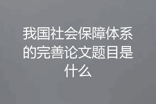 我国社会保障体系的完善论文题目是什么