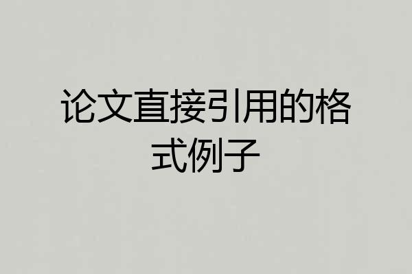 论文直接引用的格式例子