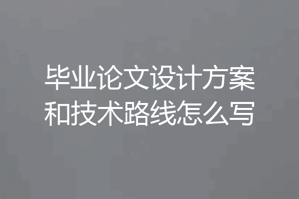 毕业论文设计方案和技术路线怎么写