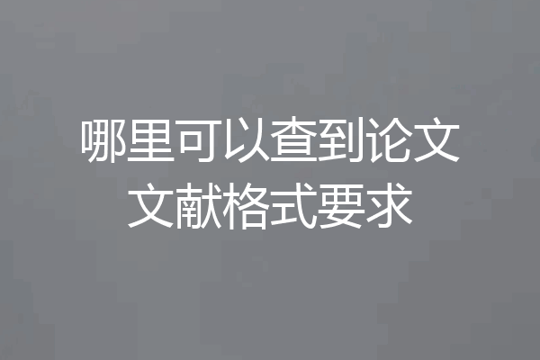 哪里可以查到论文文献格式要求