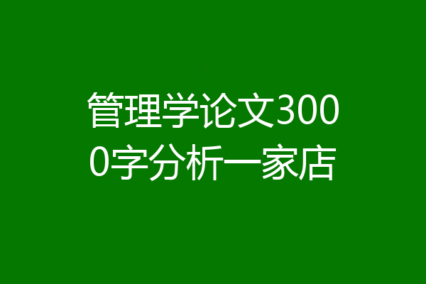 管理学论文3000字分析一家店
