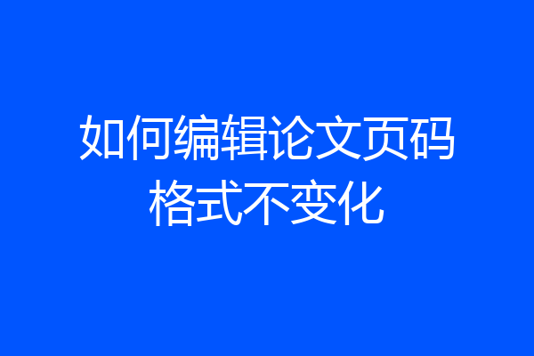如何编辑论文页码格式不变化