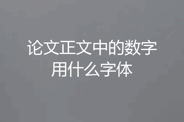 论文正文中的数字用什么字体